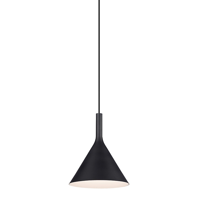 Lampada sospensione conica metallo verniciato nero/bianco E27 IP20 per interni