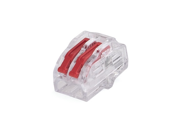 Morsetto 2 vie riapribile HCR-2 compatto per cavi rigidi e flessibili 0,2-4 mm² uso elettrico sicurezza test tensione integrato