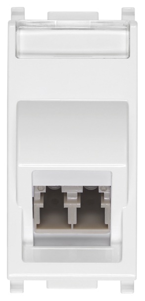 Presa ottica multimodale 50/125 µm con adattatore LC duplex bianco per cablaggio fibra ottica