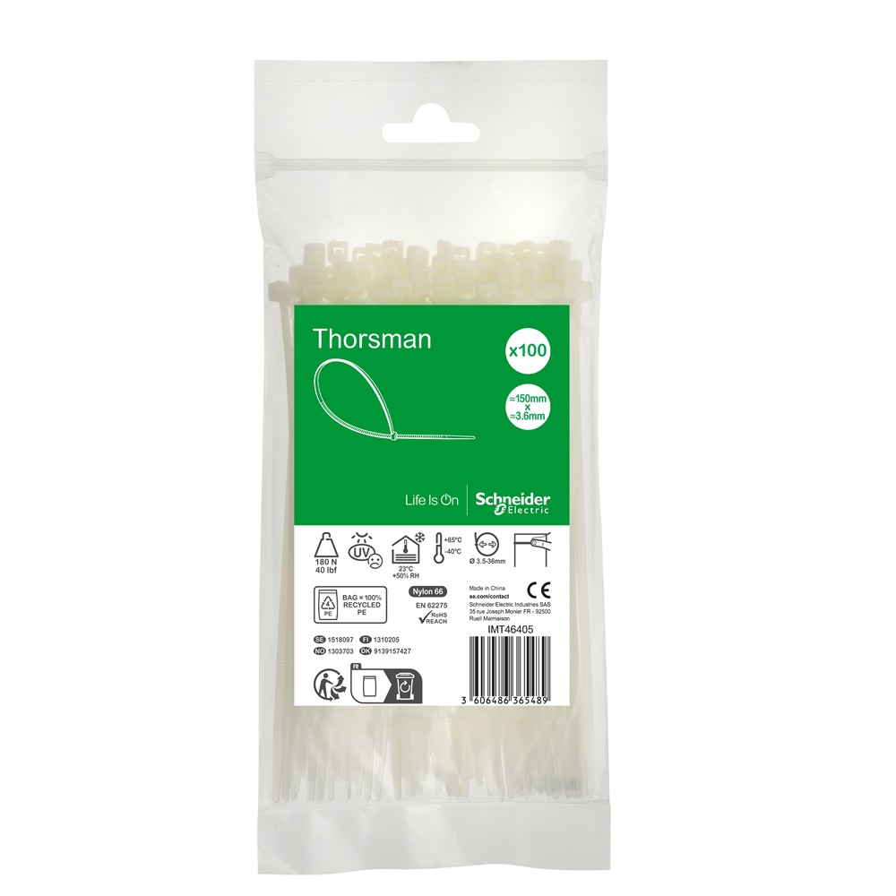 Fascette serracavi autobloccanti 150x3,6 mm trasparenti in poliammide per cablaggio e fissaggio cavi, resistenza 180N, uso industriale e domestico