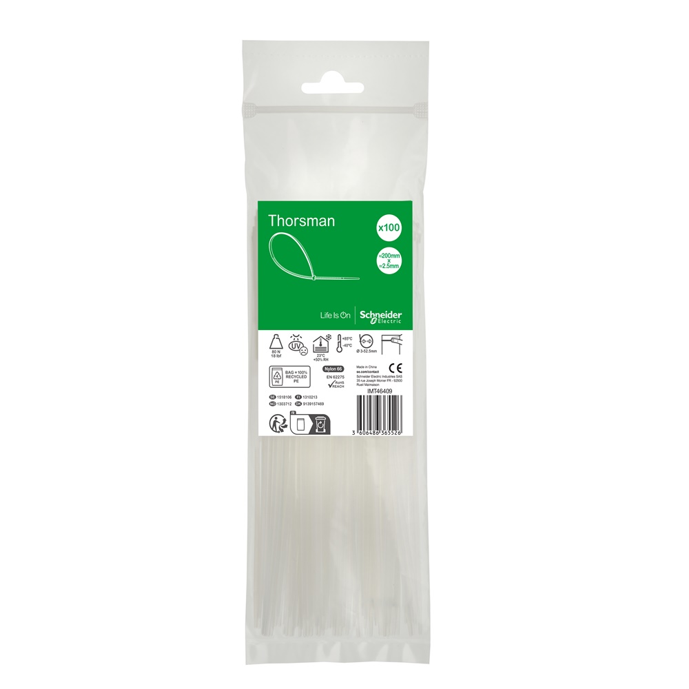 Fascette serracavi 200x2,5 mm trasparenti autobloccanti per cablaggio e fissaggio cavi