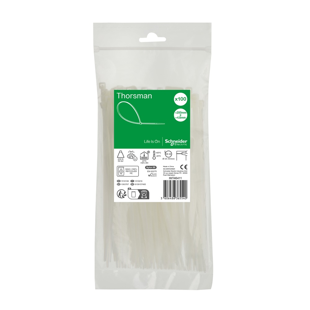 Fascette serracavi autobloccanti 200x4,8 mm trasparenti in poliammide per cablaggio e fissaggio cavi