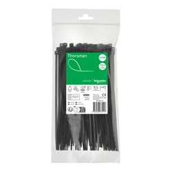 Fascette serracavi nere 200x4,8 mm autobloccanti in poliammide UV resistenti per cablaggio e fissaggio cavi, 100 pezzi
