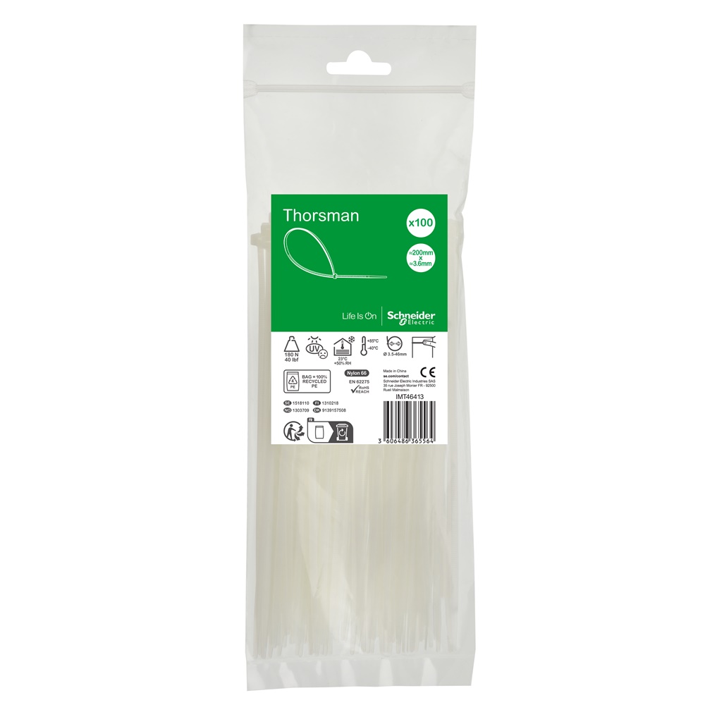 Fascette serracavi autobloccanti 200x3,6 mm trasparenti per cablaggio e fissaggio cavi