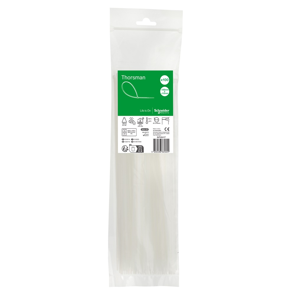 Fascette serracavi autobloccanti 300x3,6 mm trasparenti per cablaggio e fissaggio cavi