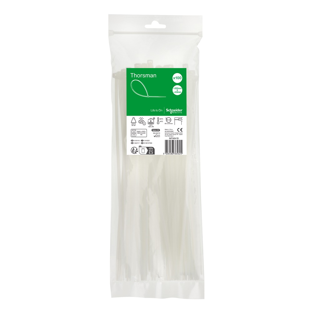 Fascette serracavi 300x4,8 mm in poliammide trasparente autobloccanti per cablaggio e fissaggio cavi