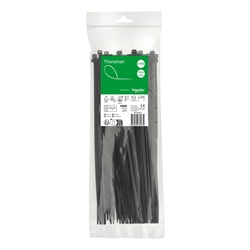 Fascette serracavi autobloccanti 300x4,8 mm nere PA66 UV resistenti uso elettrico e cablaggio industriale, confezione 100 pezzi