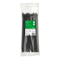 Fascette cablaggio 300x7,6 mm nere PA66 UV resistenti autoestinguenti 100 pz per fissaggio cavi tubi canaline