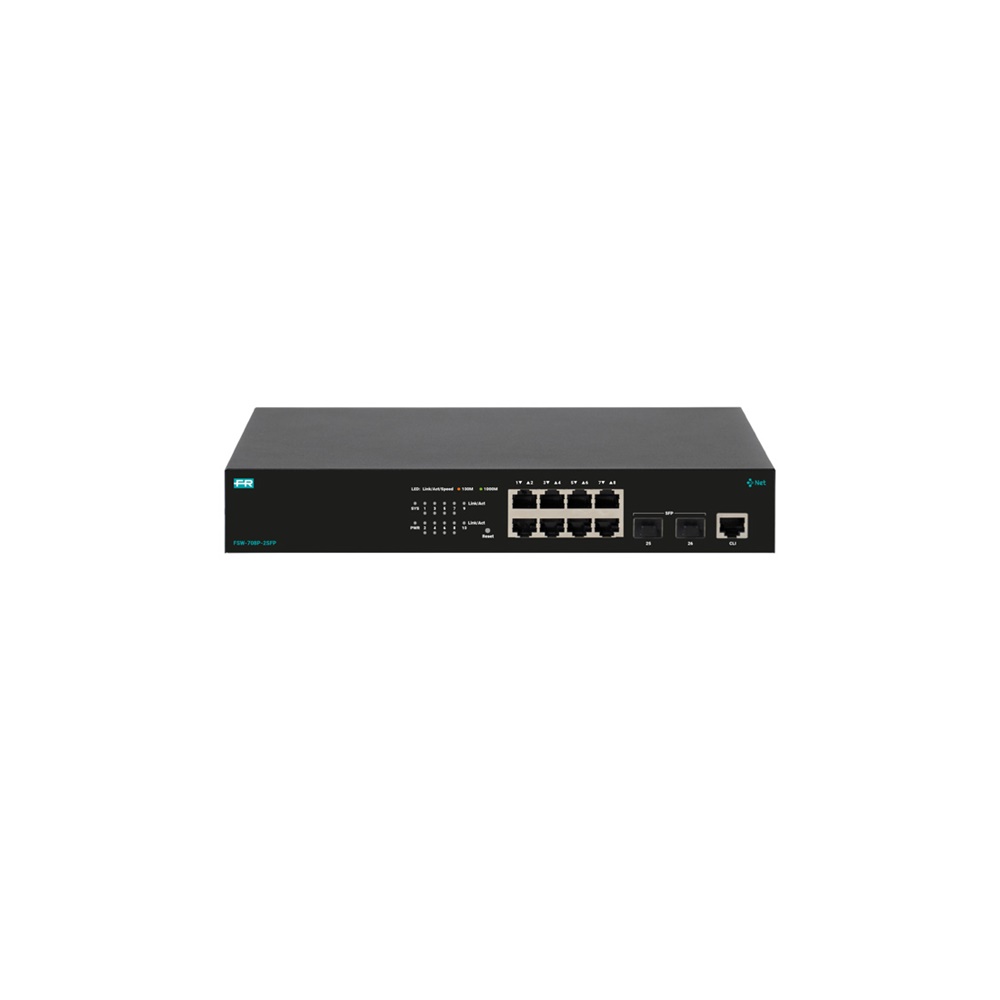 Switch L2 8 porte Gigabit PoE+ 130W 2 slot SFP per videosorveglianza e rete