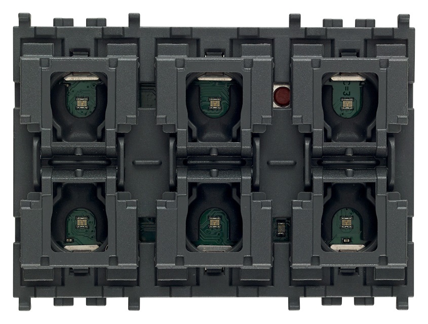 Comando KNX Secure 6 pulsanti LED RGB intensità regolabile per impianti domotici 3 moduli