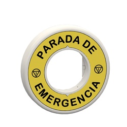Etichetta luminosa 24V arresto emergenza Harmony 60mm marcata preincisa