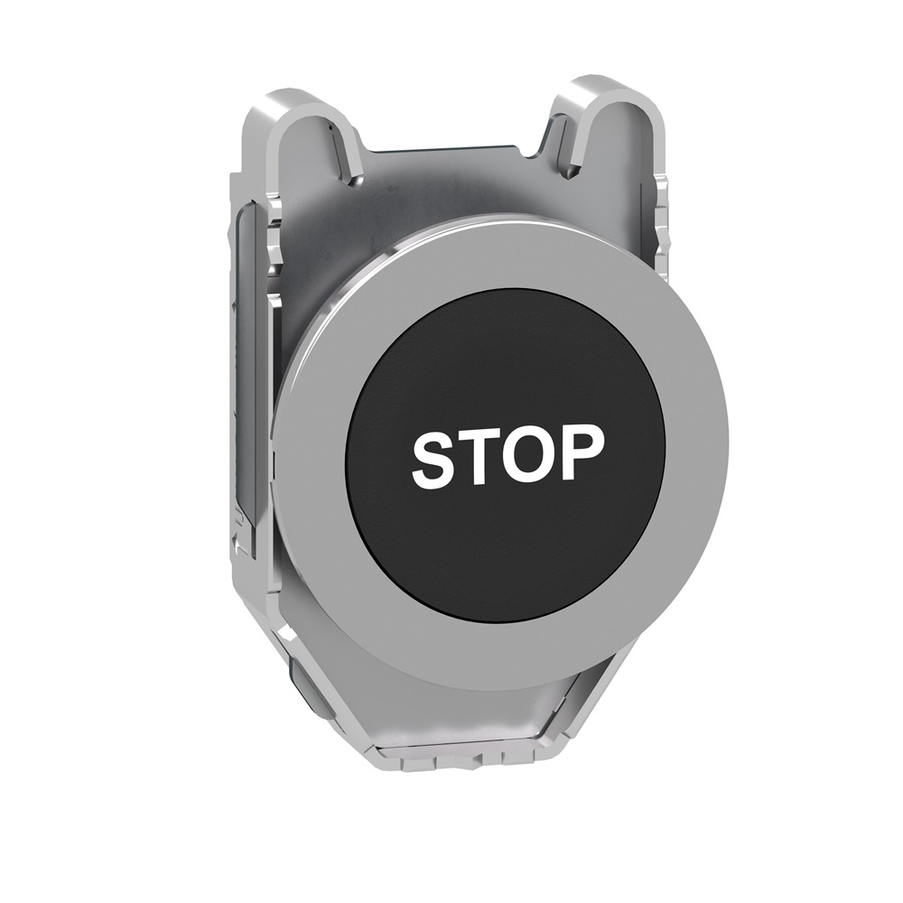 Testa pulsante nero filopannello 30,5 mm marcatura STOP alta protezione IP69 ambienti gravosi