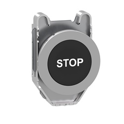 Testa pulsante nero filopannello 30,5 mm marcatura STOP alta protezione IP69 ambienti gravosi