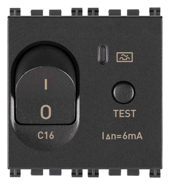 Interruttore magnetotermico differenziale 1P+N C16 6mA 2 moduli grigio per uso civile e industriale