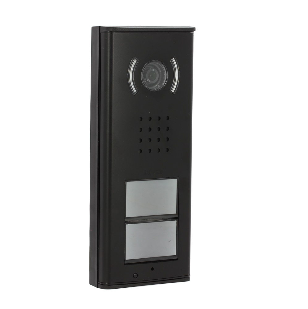 Pulsantiera videocitofonica 2 fili 2 pulsanti alluminio nero IP44 per installazioni mono/bifamiliari