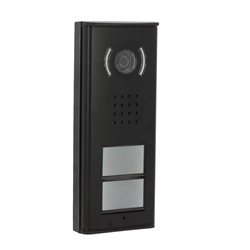 Pulsantiera videocitofonica 2 fili 2 pulsanti alluminio nero IP44 per installazioni mono/bifamiliari