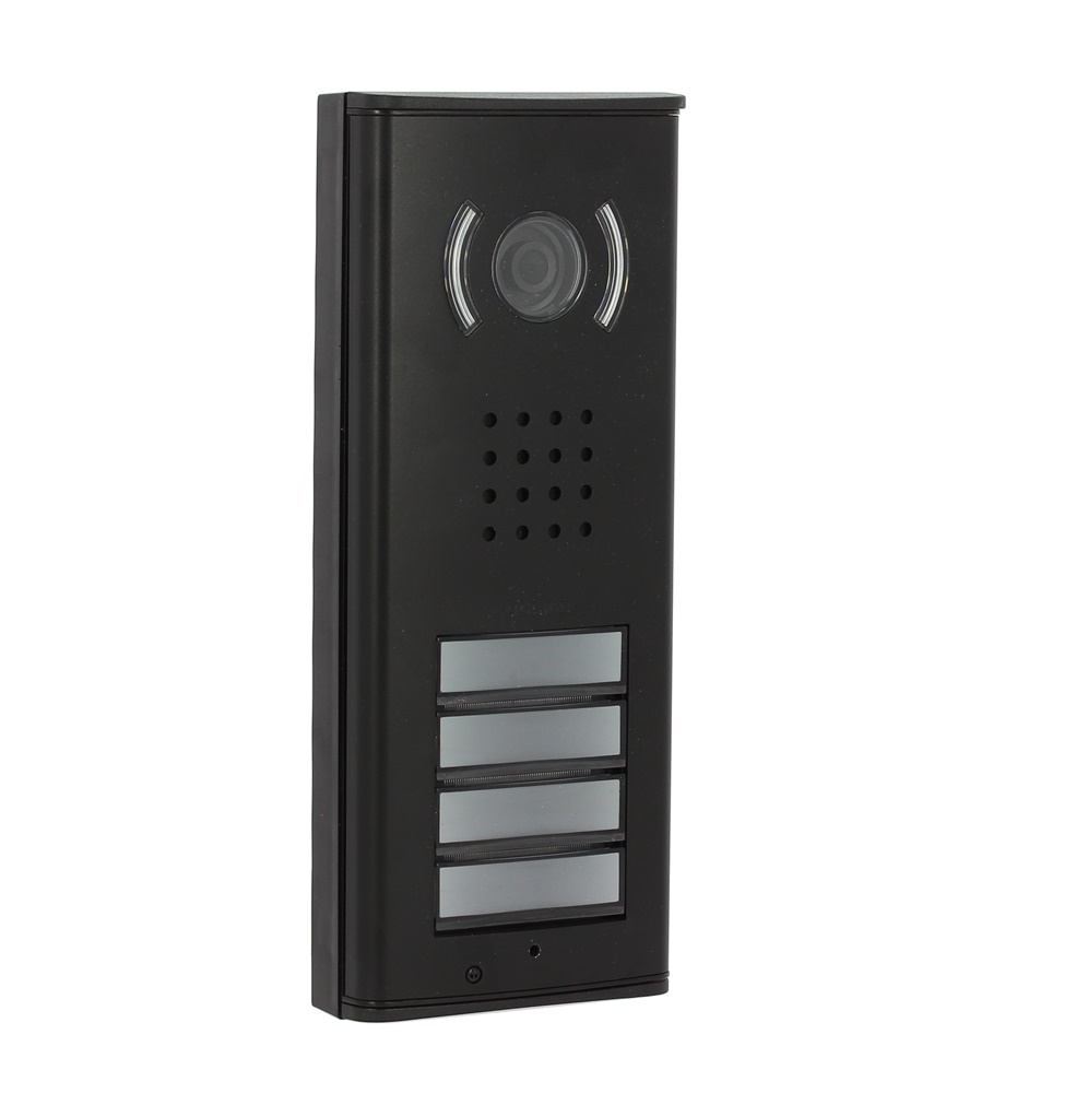 Pulsantiera videocitofonica 2 fili 4 pulsanti alluminio nero 2 MP IP44 per 4 appartamenti