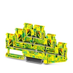 Morsetto passante giallo-verde push-in 6 connessioni conduttori terra 0,14-4 mm² montaggio NS35/7,5-15