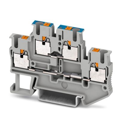 Morsetto passante doppio piano 22A 500V connessione Push-in sezione 0,14-4 mm² montaggio NS35 grigio