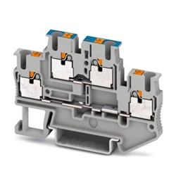 Morsetto passante doppio piano 22A 500V connessione Push-in sezione 0,14-4 mm² montaggio NS35 grigio