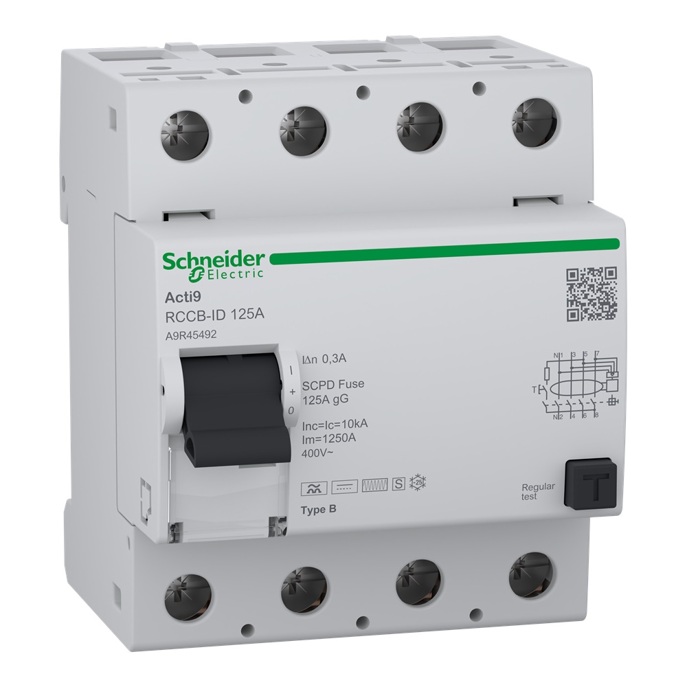 Interruttore differenziale 4P 125A 300mA Tipo B selettivo per protezione impianti industriali e terziari