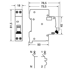 MCB 230V 1P+N C16 4,5KA 1M