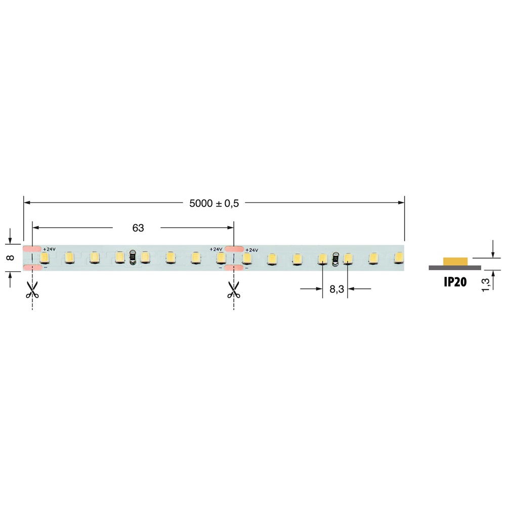 STRI.LED TOP 15W/M BCC 24V IP20