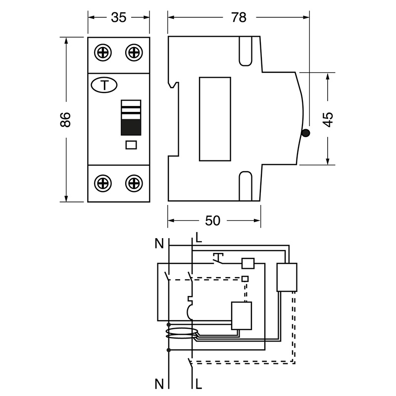 RCBO S 230V 1P+N C40 0,03A 6KA 2M
