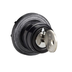 Testa per commutatore - plastica nera Ø29mm - chiave - foro Ø22 mm