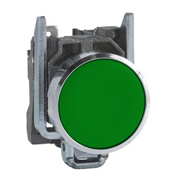Pulsante verde Ø22 - filoghiera ad impulso - 1NO