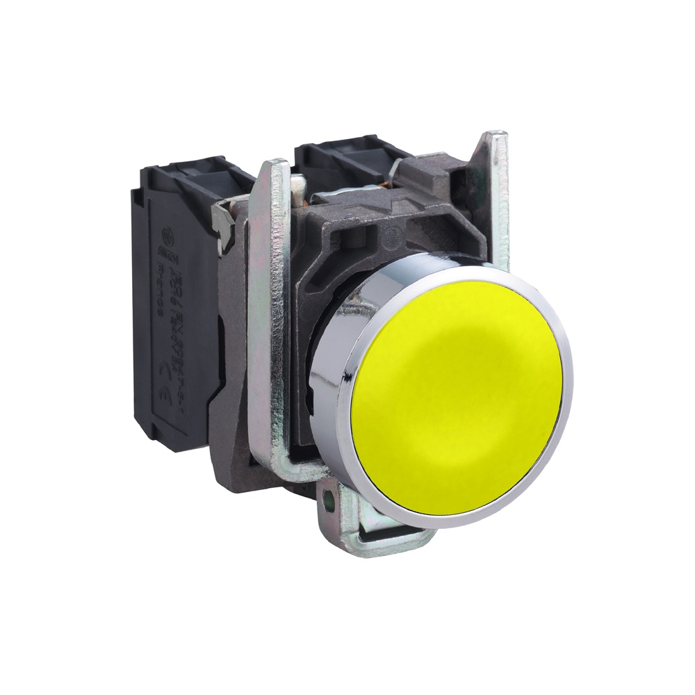 Pulsante giallo Ø22 - filoghiera, ad impulso - 1NO