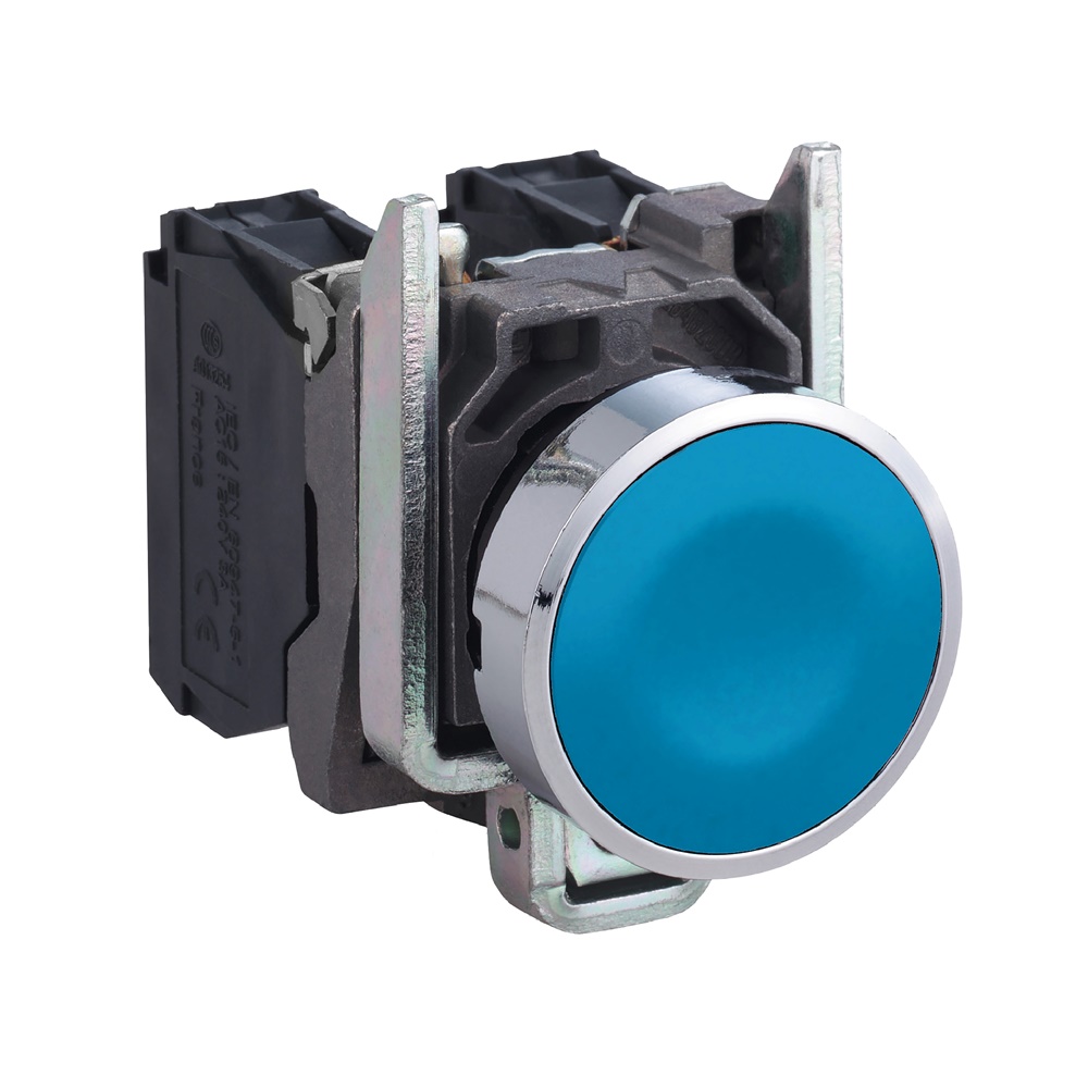 Pulsante blu Ø22 - filoghiera - ad impulso - 1NO