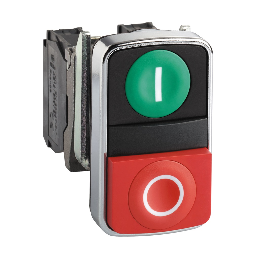 Pulsante Ø22 - doppio ad impulso - verde+rosso - luce bianca- 24V