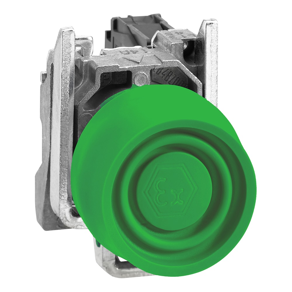 Pulsante verde Ø22 - ad impulso - 1 NO - ATEX