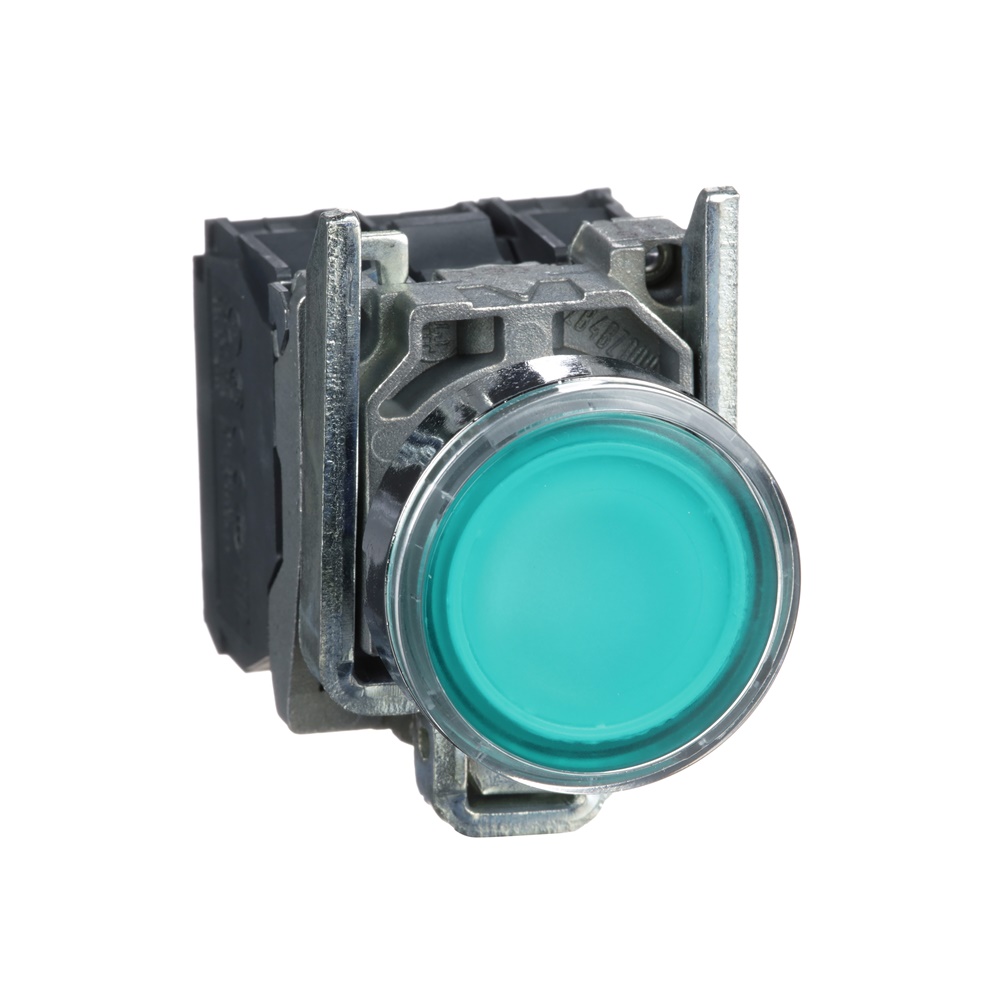 Pulsante luminoso verde Ø22 - filoghiera ad impulso - 24V - 1NO+1NC - LED universale
