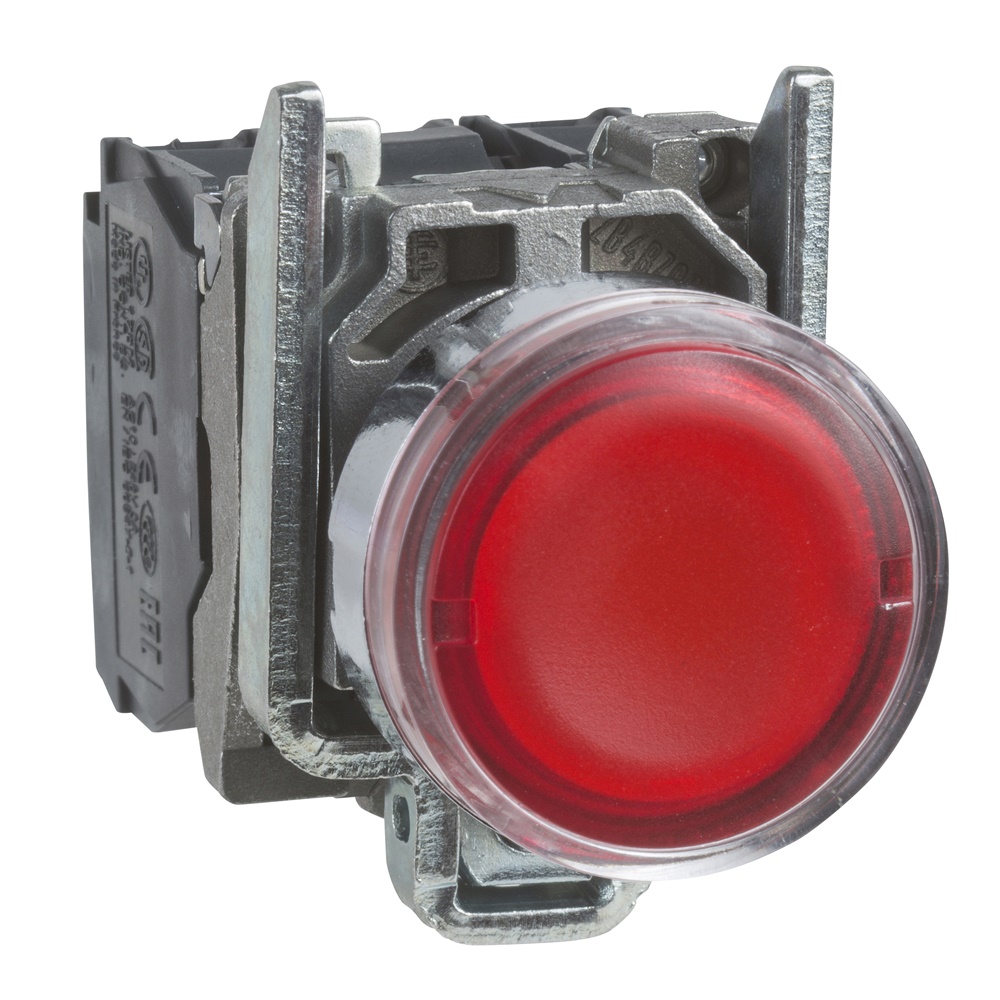 Pulsante luminoso rosso Ø22 - filoghiera ad impulso - 24Vac/dc - 1NO+1NC- LED universale