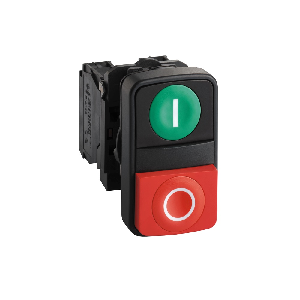 Testa pulsante doppio Ø22 - rossa + verde - 0/I