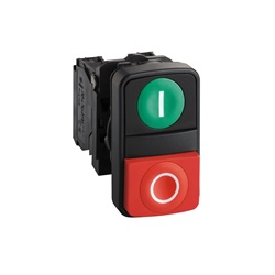 Testa pulsante doppio Ø22 - rossa + verde - 0/I