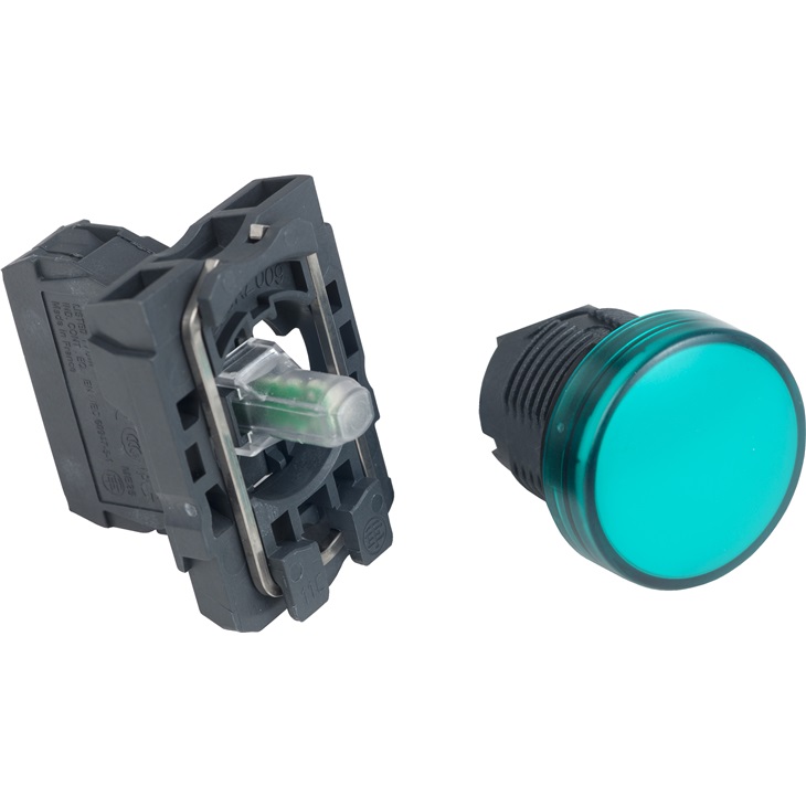 Lampada spia completa Ø22 - IP65 - verde - LED universale - 24Vac/dc