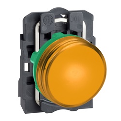 Lampada spia completa Ø22 - IP65 - gialla - LED universale - 24Vac/dc