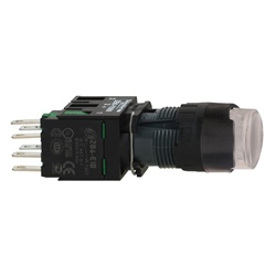 Pulsante luminoso bianco Ø16 - filoghiera ad impulso - 24V - 1NO
