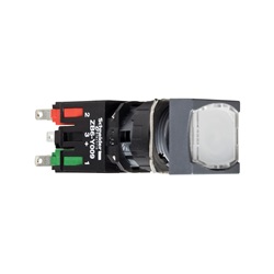 Pulsante luminoso bianco Ø16 - quadrato ad aggancio - 12-24V - 1NO+1NC