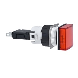 Lampada spia quadrata Ø16 - IP65 - rossa - LED integrato - 24V