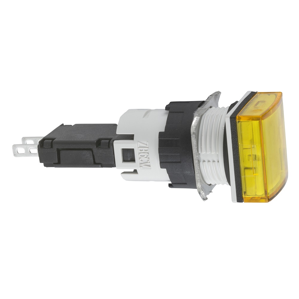 Lampada spia quadrata Ø16 - IP65 - gialla - LED integrato - 24V