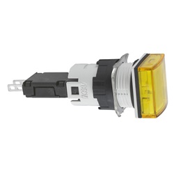 Lampada spia quadrata Ø16 - IP65 - gialla - LED integrato - 24V