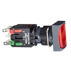 Pulsante luminoso rosso Ø16 - rettangolare ad aggancio - 12..24 V- 1NC