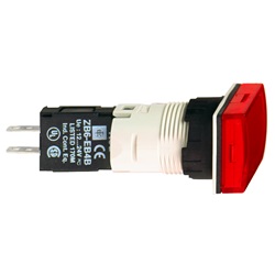 Lampada spia rettangolare Ø16 - IP65 - rossa - LED integrato - 24V