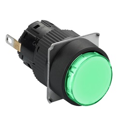 Lampada spia circolare Ø16 - IP65 - verde - led integrato - 24V