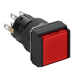 Pulsante luminoso rosso Ø16 - filoghiera ad aggancio - 24V - 2NC/NO