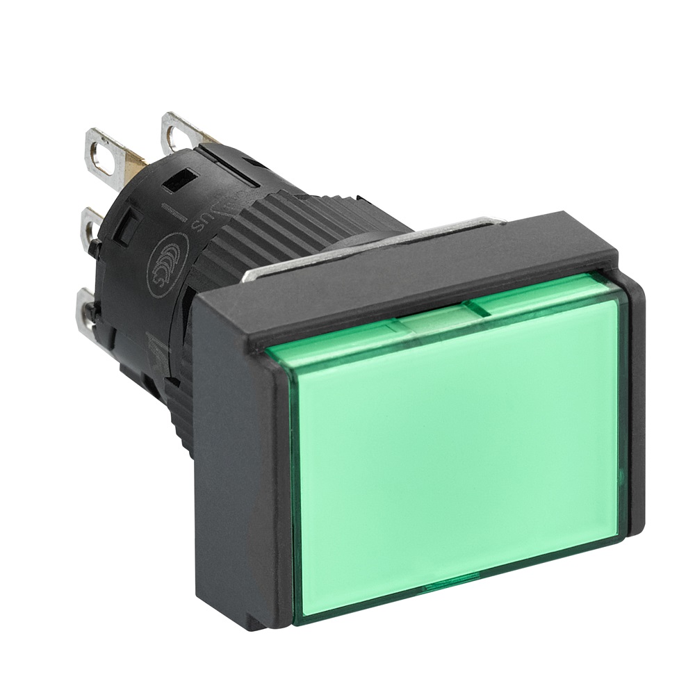 Pulsante luminoso verde Ø16 - filoghiera ad impulso - 24V - 1 NC/NO